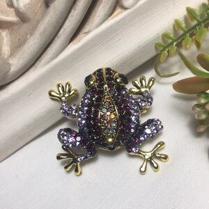 🍏50% OFF/3+...Rhinestone Frog Brooch/Pendant